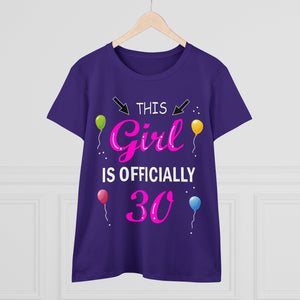 Birthday Gift Women's Midweight Tee, 30th Birthday Shirt, Officially 30, Thirty and Flirty Shirt, Milestone Tee, Celebration T-Shirt