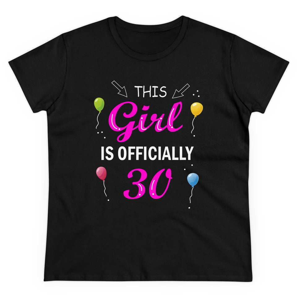 Birthday Gift Women's Midweight Tee, 30th Birthday Shirt, Officially 30, Thirty and Flirty Shirt, Milestone Tee, Celebration T-Shirt