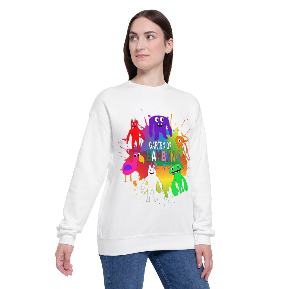 Rainbow Friends Drop Shoulder Sweatshirt, Garten of Banban Design, Cozy Pullover Jumper for All Ages, Colorful Sweatshirt, Unisex Top for