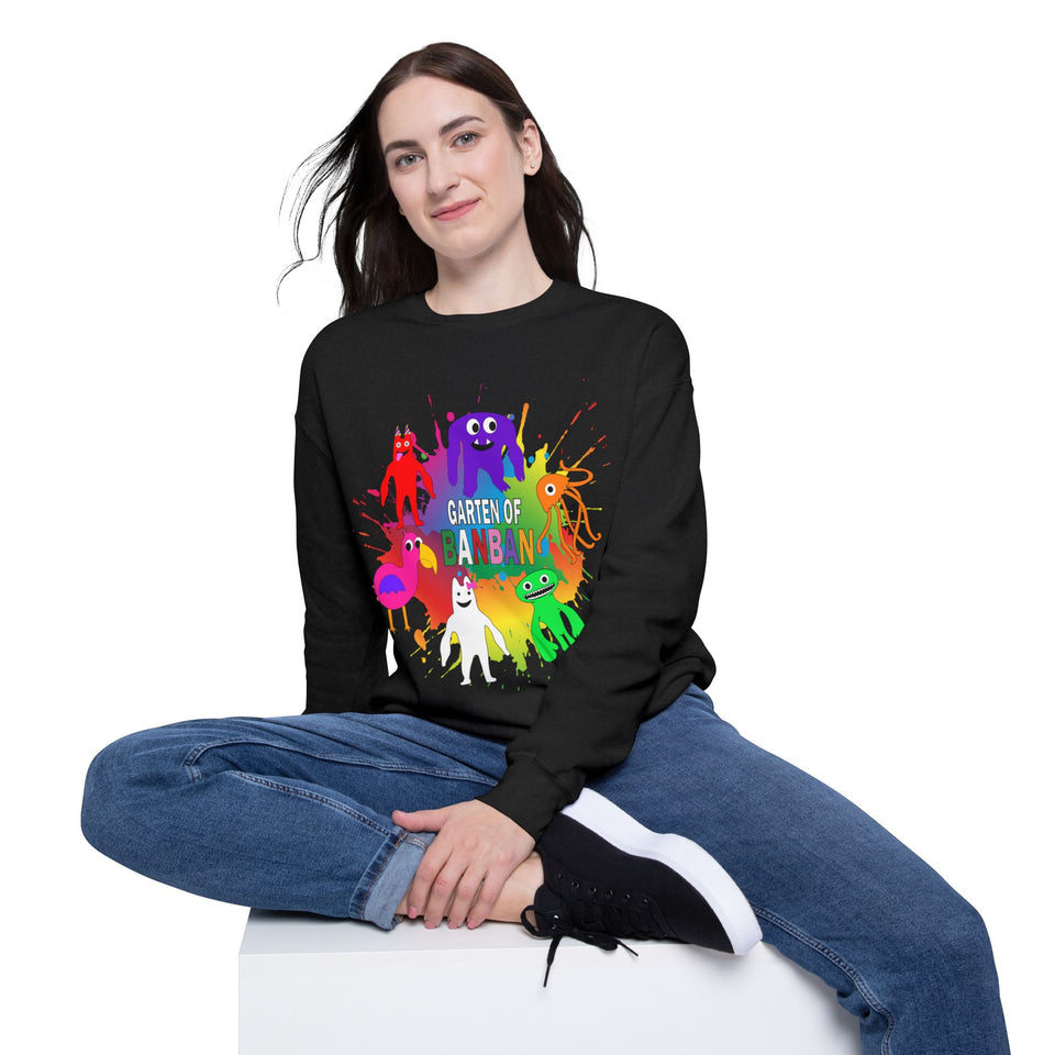 Rainbow Friends Drop Shoulder Sweatshirt, Garten of Banban Design, Cozy Pullover Jumper for All Ages, Colorful Sweatshirt, Unisex Top for