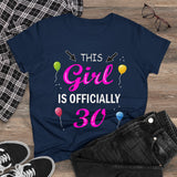 Birthday Gift Women's Midweight Tee, 30th Birthday Shirt, Officially 30, Thirty and Flirty Shirt, Milestone Tee, Celebration T-Shirt